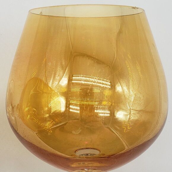 Set of 2 Iridescent Amber Glass 6" Brandy Snifters - Picture 10 of 10